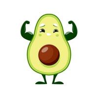 tekenfilm sterk avocado karakter, emoji emoticon vector