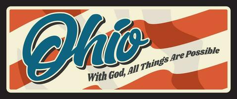 Ohio ons staat retro reizen bord, oud plaque vector