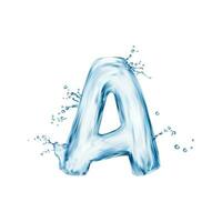 realistisch water lettertype, brief een stromen plons type vector