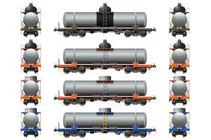 divers tank auto, vracht auto, trein lading wagons vector