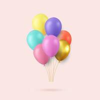 3d realistisch kleurrijk gelukkig verjaardag ballonnen vliegend voor partij en vieringen vector