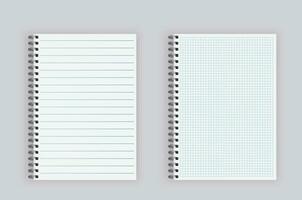 realistisch geopend notitieboekje modellen. reeks van blanco spiraal kladblok notitieboekje met lijnen en cel. school- kladblok notebook. vector illustratie.