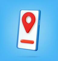 3d minimaal stad kaart GPS navigatie smartphone icoon. mobiel app koppel, geolocatie, concept. app zoeken kaart navigatie. pin controle rood kleur, punt. levering online. vector illustratie