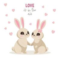 valentijnsdag dag konijntjes. kaart. liefde in de lucht vector