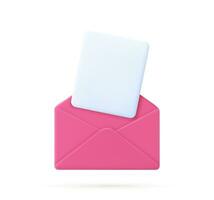 3d geven Open mail envelop met vlieg papier documenten icoon geïsoleerd Aan wit achtergrond. . lezen online bericht. realistisch symbool communicatie. bedrijf nieuws en uitnodigingen. vector illustratie