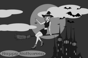 vector illustratie van een halloween heks Aan een bezemsteel