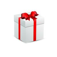 wit geschenk doos met rood boog vector
