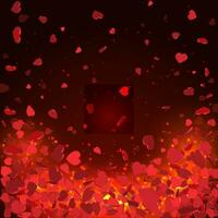 hart confetti van valentijnsdag bloemblaadjes vallend Aan rood achtergrond. bloem bloemblad in vorm van hart confetti voor vrouwen dag vector