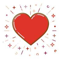 rood hart icoon. dun lijn vlak hart ontwerp. gelukkig valentijnsdag dag kaart vector