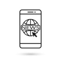 mobiele telefoon plat ontwerp icoon met globe live nieuws teken. vector