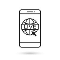 mobiele telefoon plat ontwerp icoon met live nieuws teken. vector