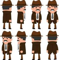 vlak ontwerp karakter detective met bruin jasje vector