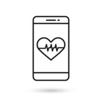 mobiele telefoon plat ontwerp icoon met hartslag teken. vector