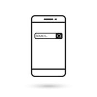 mobiele telefoon plat ontwerp icoon met zoekbalk teken. vector
