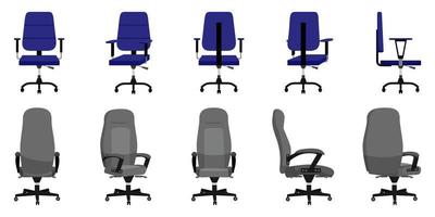 schattig modern mooi kantoor stoelen in verschillende vormen en maten met verschillende poses vector