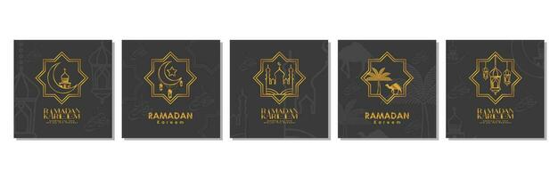 Islamitisch groet kaart reeks sjabloon met Ramadan voor behang ontwerp poster, sociaal media na, media banier vector