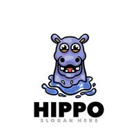 nijlpaard mascotte grappig logo vector