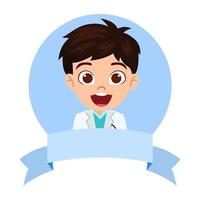 gelukkig schattig kind jongen dokter karakter avatar vector