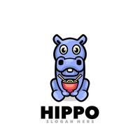 schattig baby nijlpaard ramen mascotte logo vector