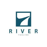 rivier- logo vector rivier- bank berg ontwerp landbouw symbool illustratie