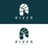 rivier- logo vector rivier- bank berg ontwerp landbouw symbool illustratie