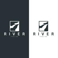 rivier- logo vector rivier- bank berg ontwerp landbouw symbool illustratie