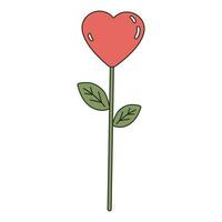 schattig hart vormig bloem in retro stijl, groezelig. symbool van liefde voor Valentijnsdag dag. vector