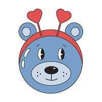 schattig teddy beer met harten in groovy retro stijl. liefde beer voor Valentijnsdag dag. vector