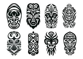 hand- getrokken reeks van tatoeëren schetsen Maori stijl voor been of schouder vector