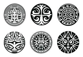 ronde Maori tatoeëren ornament Afrikaanse Maya aztec etnisch tribal stijl vector