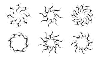 verzameling van abstract tribal tatoeages in circulaire vormen vector