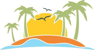 strand palm boom zon vector ontwerp