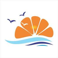 strand oceaan seagul vector logo