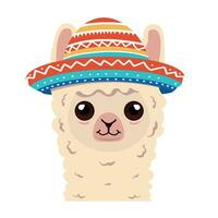 lama alpaca hoofd met hoed vector