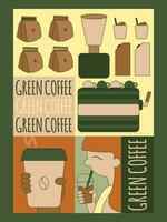 groen koffie muur poster overhemd ontwerp vector