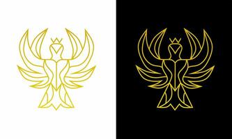 illustratie vector grafisch van sjabloon logo symbool ontwerp monoline luxe goud vogel