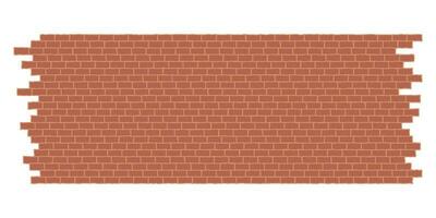 een stuk van rood steen muur. tekenfilm structuur patroon van oranje steen muur een deel. vector illustratie.