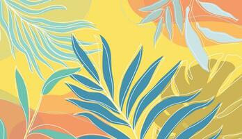 geel bladeren palm bloemen lijnen kunst afdrukken ontwerp. botanisch muur kunst vector abstract kunst ontwerp voor muur afdrukken.