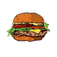 hamburger hand- getrokken vector illustratie