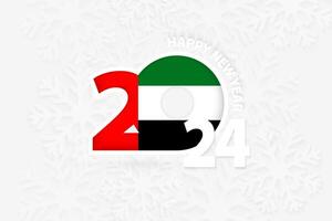 nieuw jaar 2024 voor Verenigde Arabisch emiraten Aan sneeuwvlok achtergrond. vector