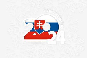 nieuw jaar 2024 voor Slowakije Aan sneeuwvlok achtergrond. vector