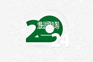 nieuw jaar 2024 voor saudi Arabië Aan sneeuwvlok achtergrond. vector