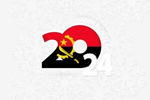 nieuw jaar 2024 voor Angola Aan sneeuwvlok achtergrond. vector