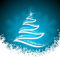 Vectorvakantieillustratie met glanzende abstracte Kerstboom op blauwe achtergrond. vector