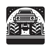meetkundig monochroom illustratie logo van monster vrachtauto vector