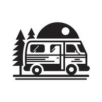 meetkundig monochroom illustratie logo van camper busje vector