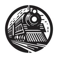 wijnoogst hand- getrokken illustratie van oud stoom- trein logo ontwerp vector