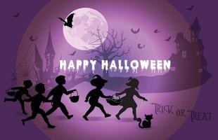 leuke trick or treat halloween-kaart voor kinderen vector