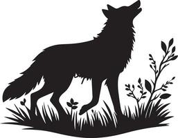 wolf silhouet bewerkbare vector illustratie geïsoleerd over- wit achtergrond