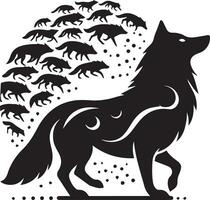 wolf silhouet bewerkbare vector illustratie geïsoleerd over- wit achtergrond